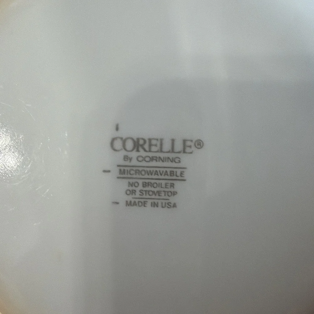 Set of 6 Corelle Chutney White Swirl Green Rim Soup Cereal Bowls 7.25